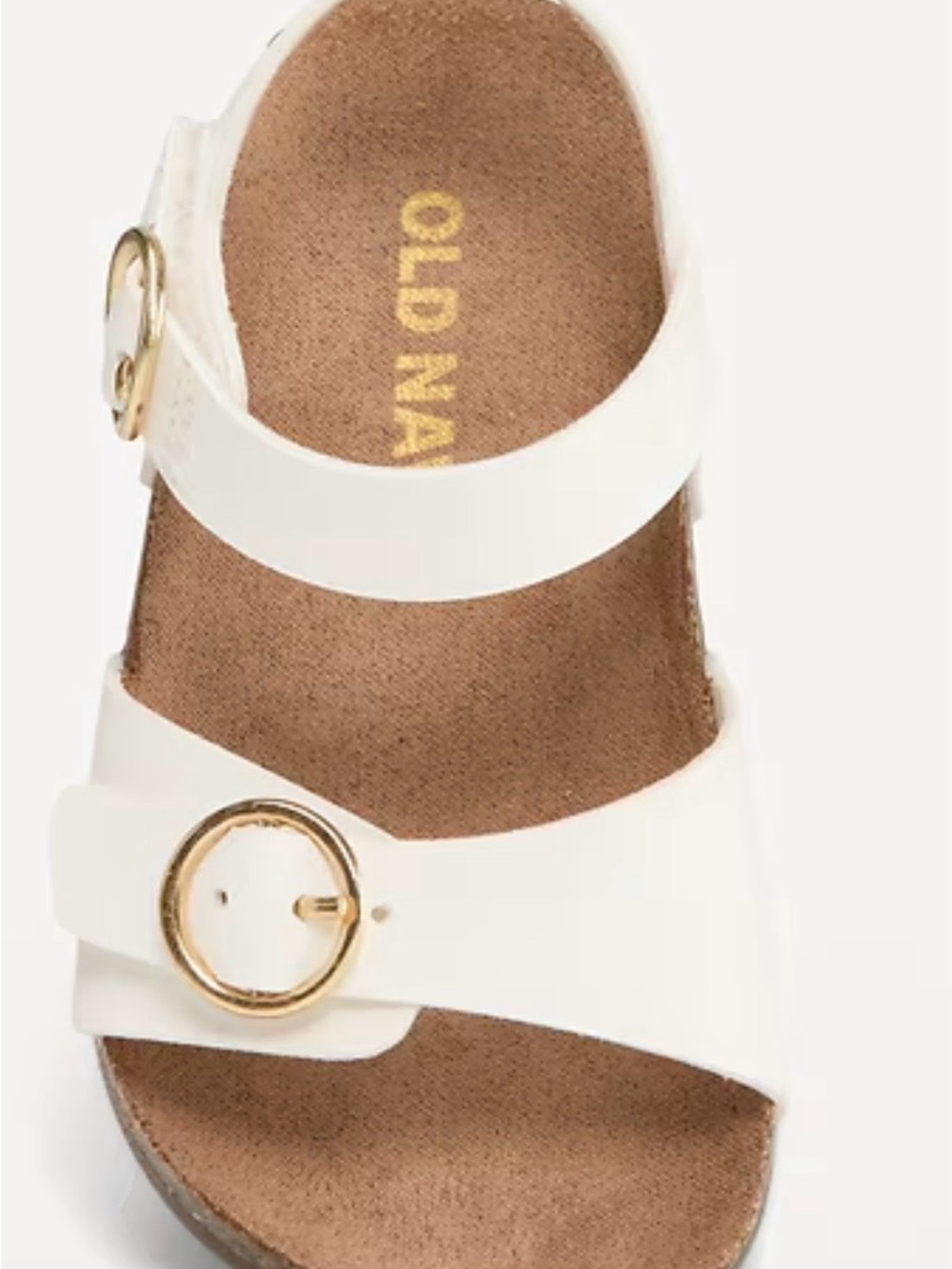 Old Navy White Cork Footbed Kids Sandals with Gold Accent Size 12-18M - Picture 2 of 10
